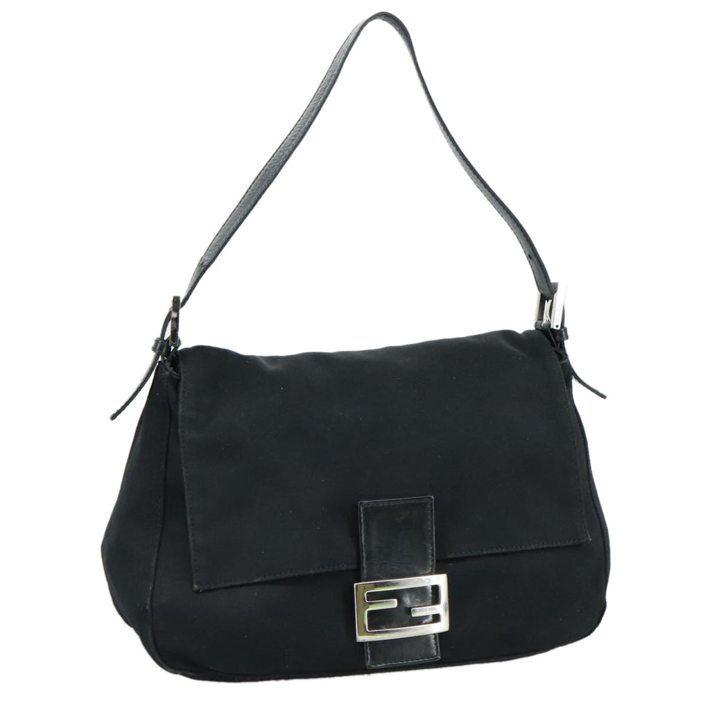 FENDI Mamma Baguette Shoulder Bag Nylon Black Silverep6902