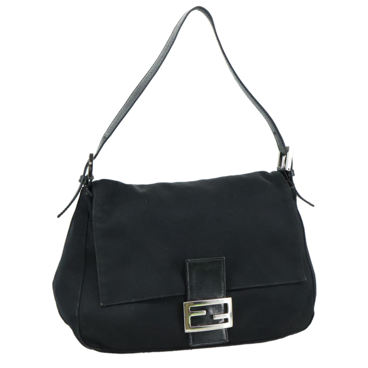 FENDI Mamma Baguette Shoulder Bag Nylon Black Silverep6902