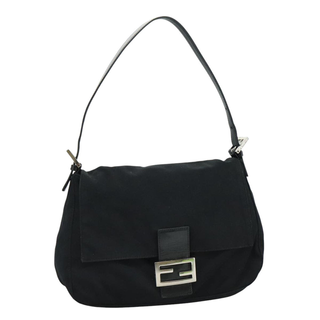 FENDI Mamma Baguette Shoulder Bag Nylon Black Silverep7119