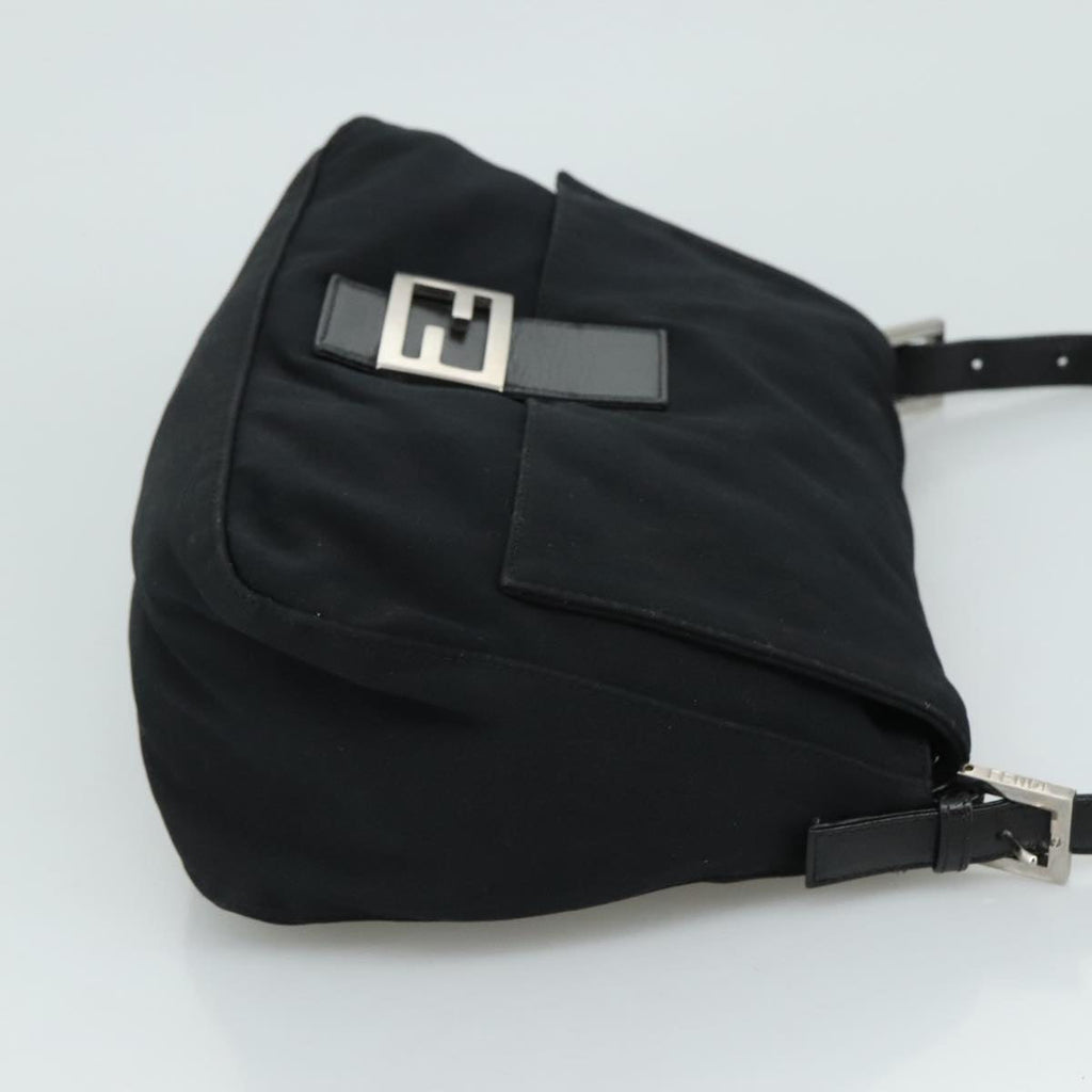 FENDI Mamma Baguette Shoulder Bag Nylon Black Silverep7119