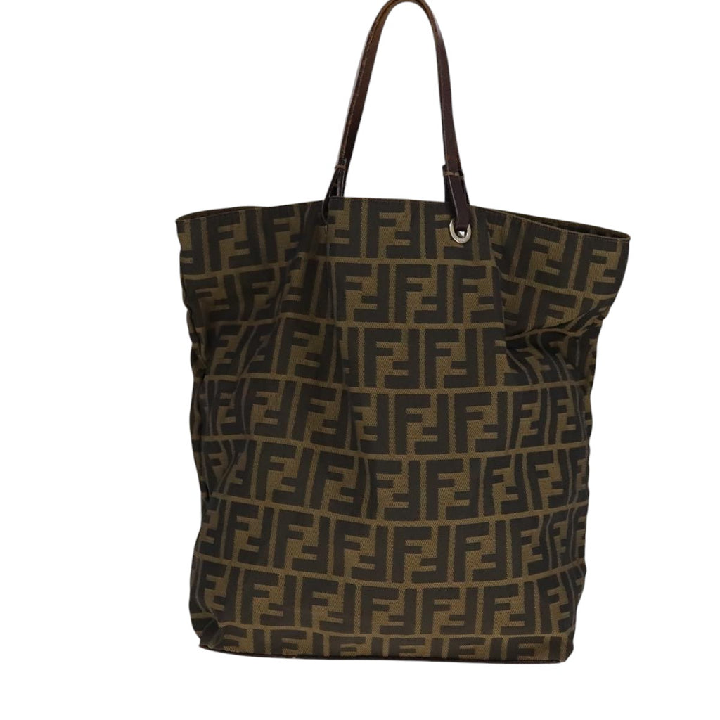 FENDI Zucca Canvas Hand Bag Brown Blackep7128