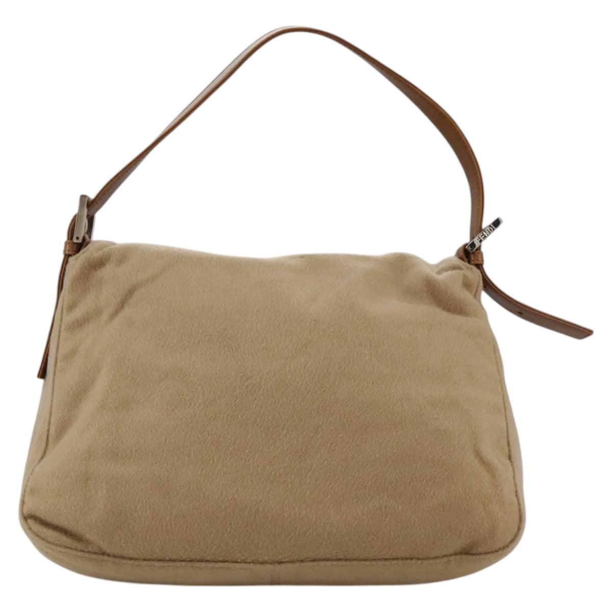 FENDI Mamma Baguette Shoulder Bag Wool Beige Silverep7141