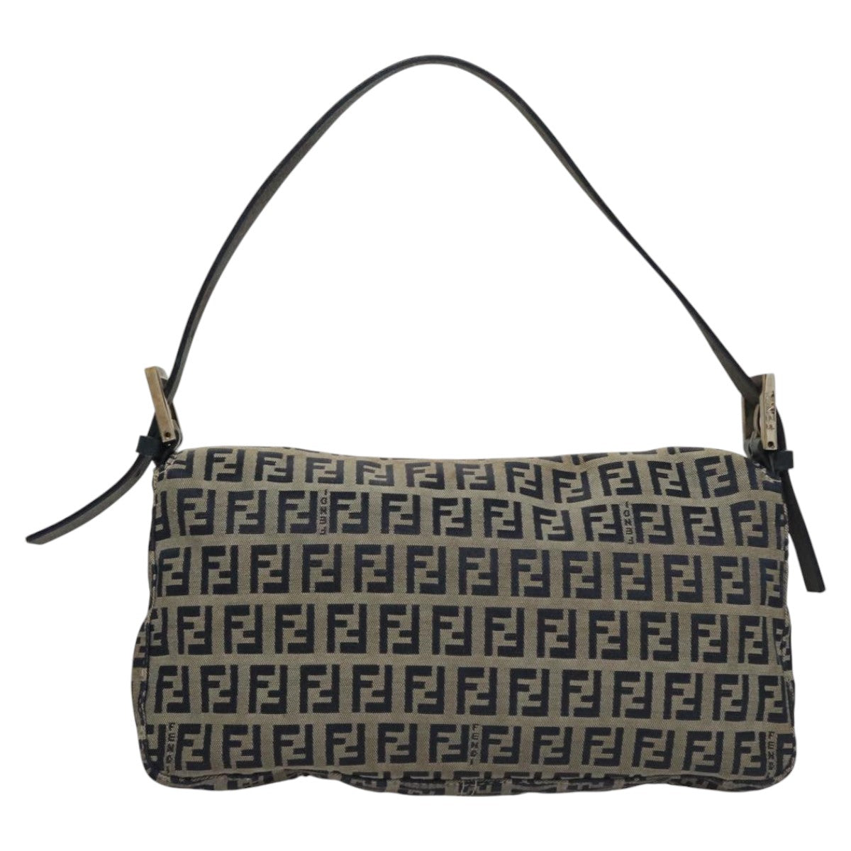 FENDI Zucchino Canvas Mamma Baguette Shoulder Bag Navyep7212