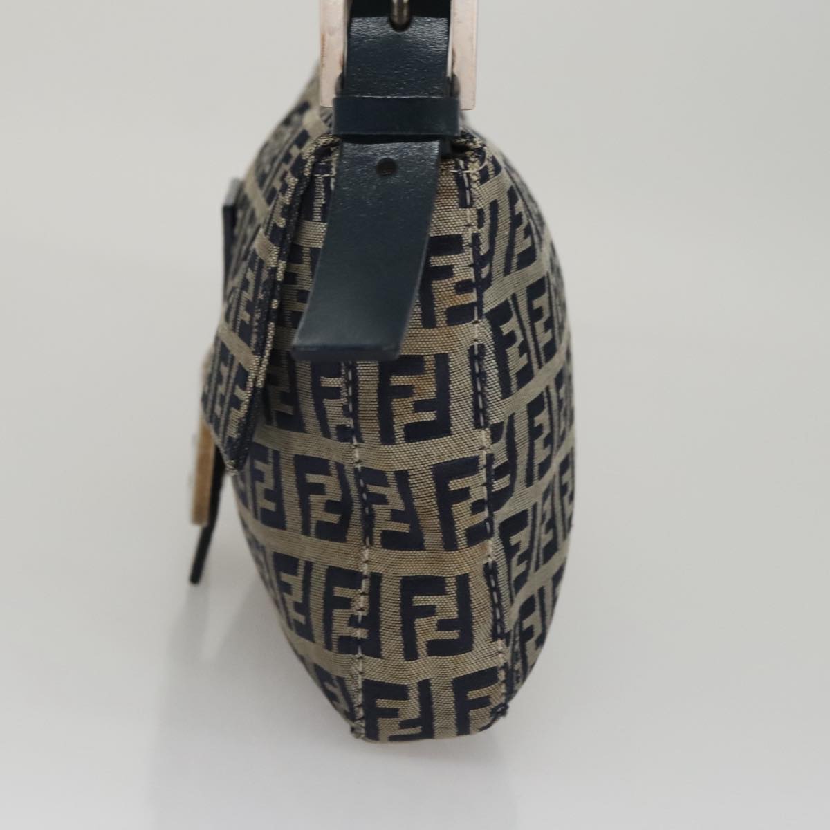 FENDI Zucchino Canvas Mamma Baguette Shoulder Bag Navyep7212