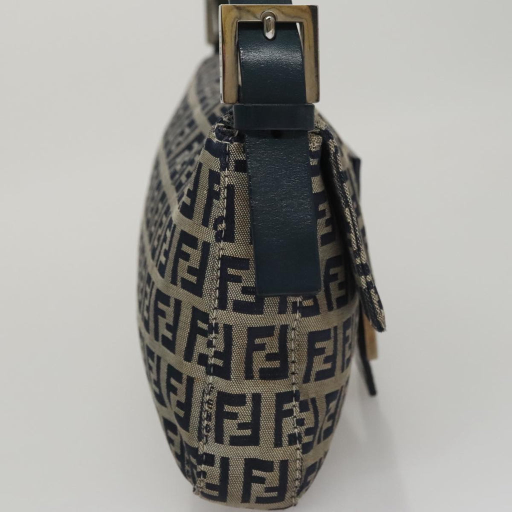 FENDI Zucchino Canvas Mamma Baguette Shoulder Bag Navyep7212