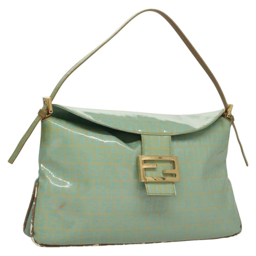 FENDI Zucchino Mamma Baguette Shoulder Bag Coated Canvas Peppermintep7217