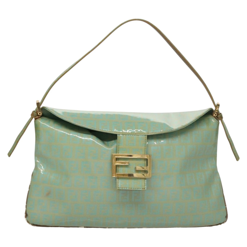 FENDI Zucchino Mamma Baguette Shoulder Bag Coated Canvas Peppermintep7217