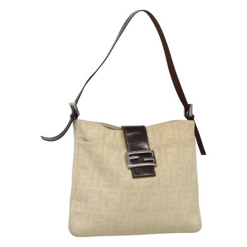 FENDI Zucca Canvas Shoulder Bag Beigeep7339