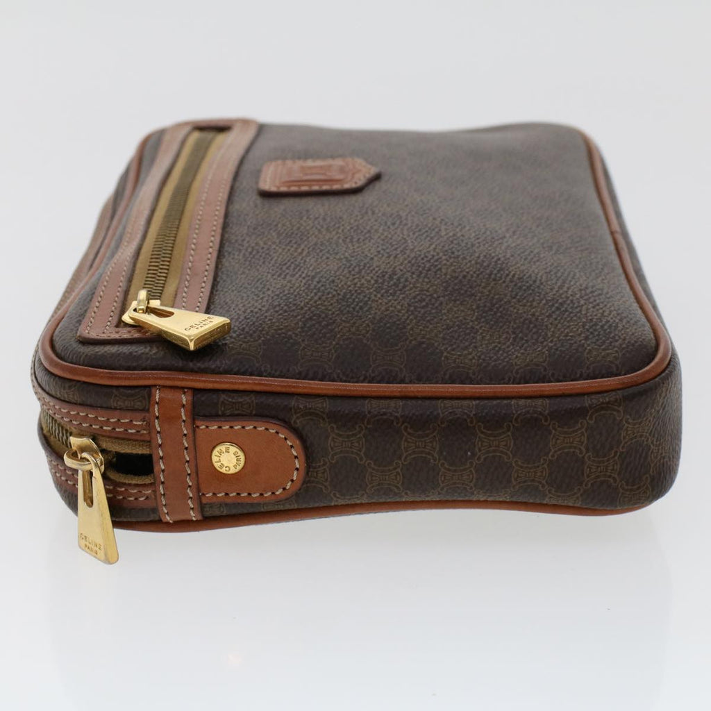 CELINE Macadam Canvas Clutch Bag PVC Leather Brown  ep870