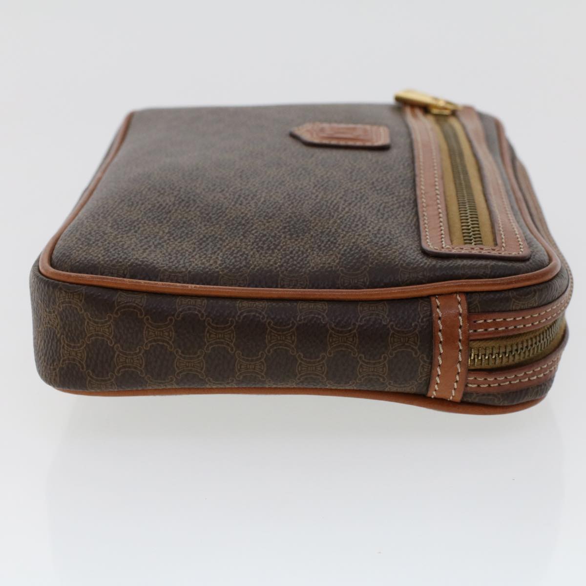 CELINE Macadam Canvas Clutch Bag PVC Leather Brown  ep870