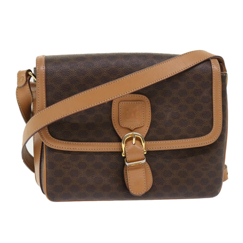 CELINE Macadam Canvas Shoulder Bag PVC Leather Brown  ep905