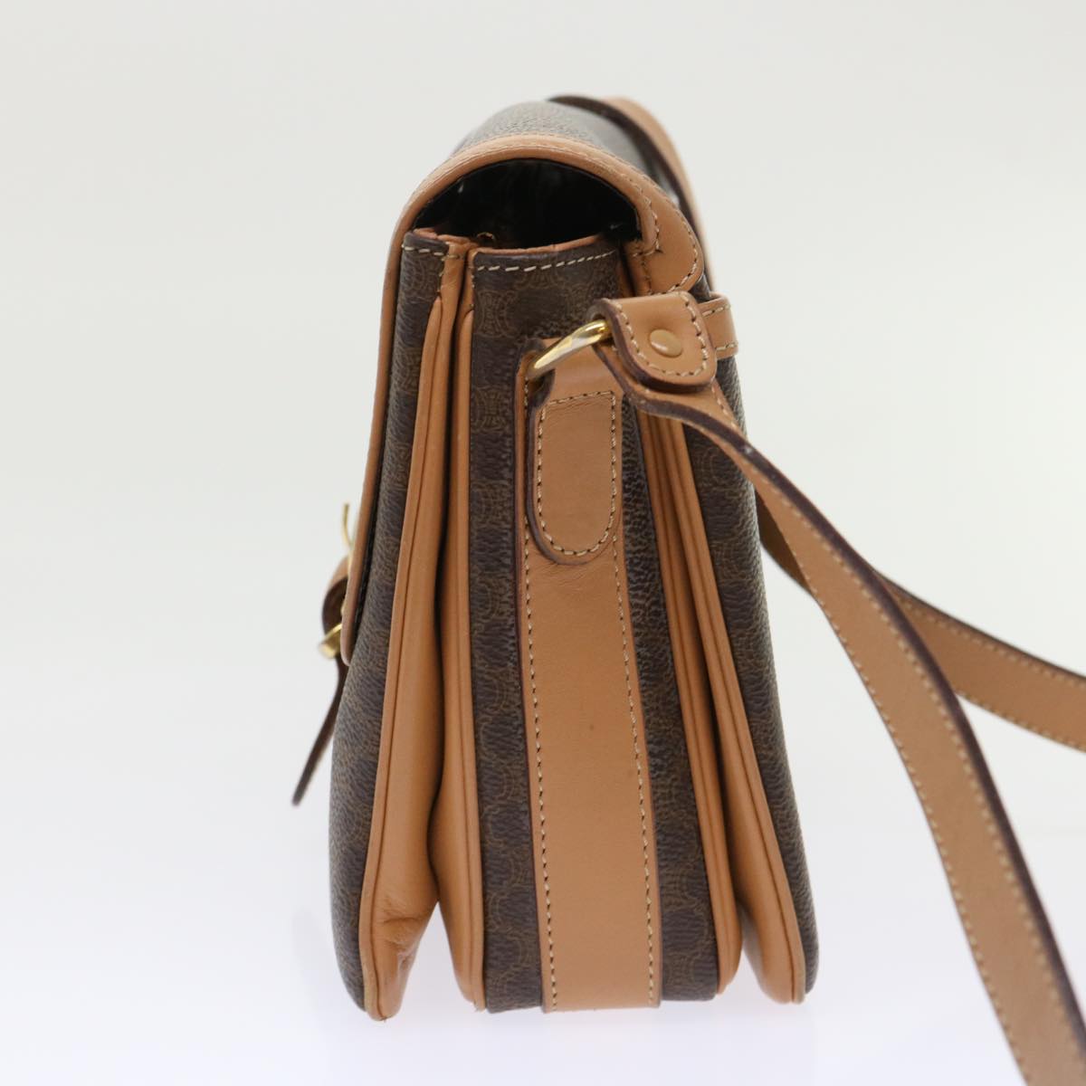 CELINE Macadam Canvas Shoulder Bag PVC Leather Brown  ep905