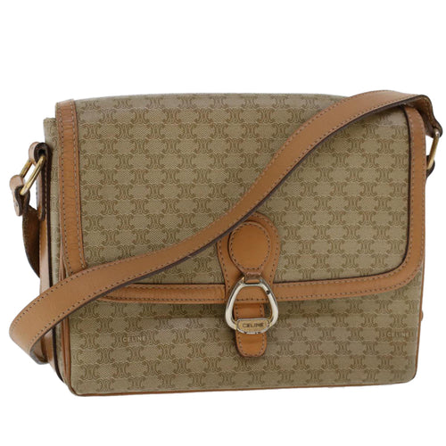 CELINE Macadam Canvas Shoulder Bag Beige  ep907