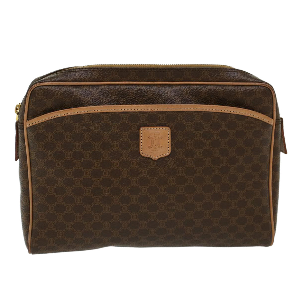 CELINE Macadam Canvas Clutch Bag PVC Leather Brown  ep963