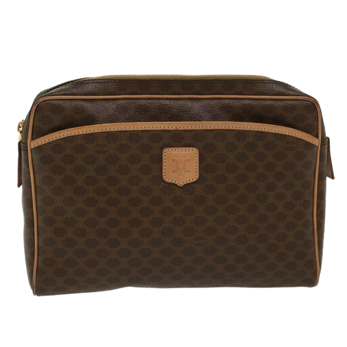 CELINE Macadam Canvas Clutch Bag PVC Leather Brown  ep963