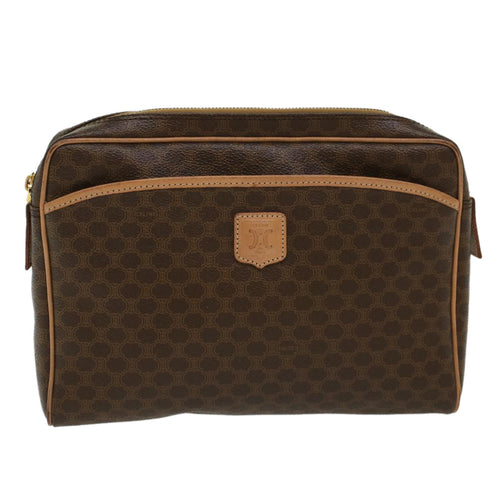 CELINE Macadam Canvas Clutch Bag PVC Leather Brown  ep963