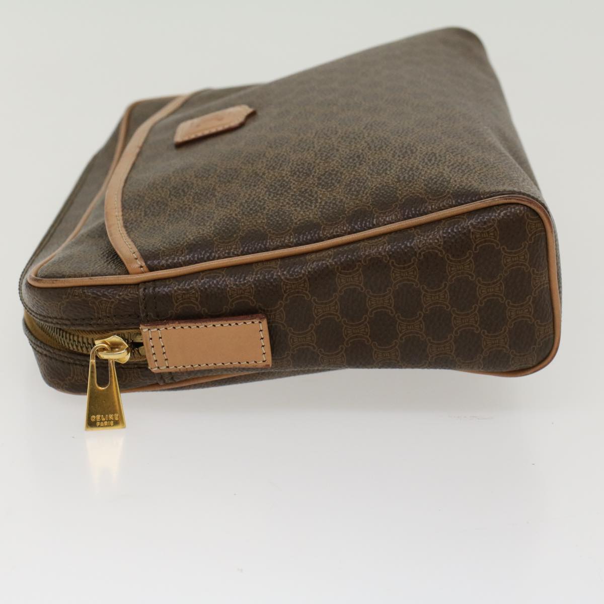 CELINE Macadam Canvas Clutch Bag PVC Leather Brown  ep963