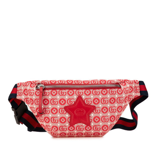 Gucci GG logo Childrens Star Canvas Leather Waist Bag