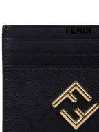Fendi Logo Diamond Card Wallet Black