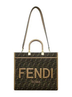 Fendi Sunshine Medium FF Jacquard Tote Bag Brown