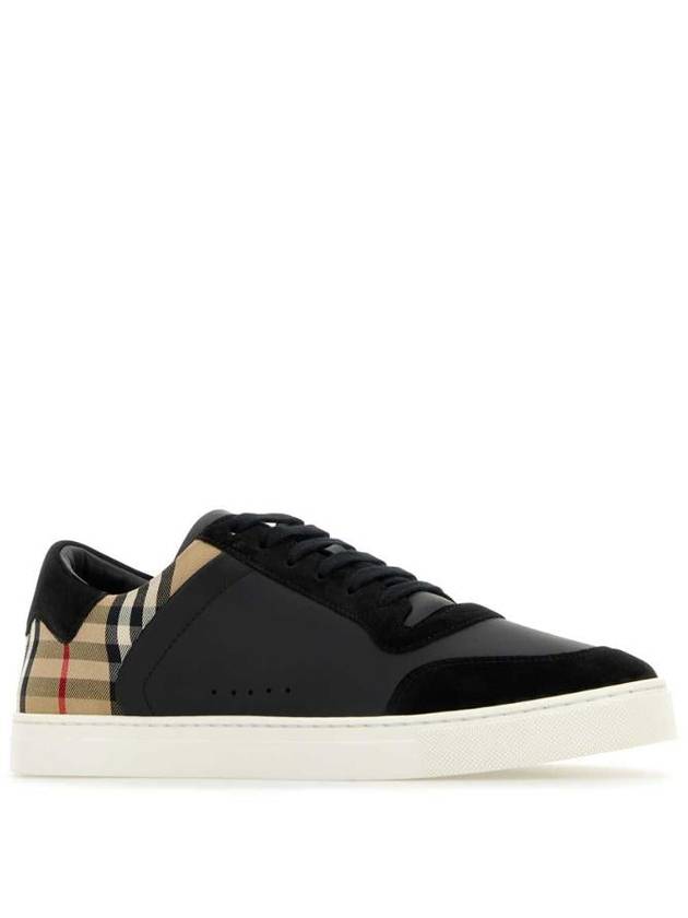 Burberry Checked Leather Suede Low Top Sneakers Black