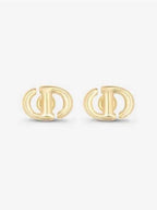 CD Navy Stud Metal Earrings Pink Gold Finish Dior