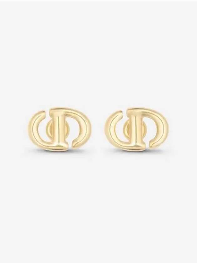CD Navy Stud Metal Earrings Pink Gold Finish Dior
