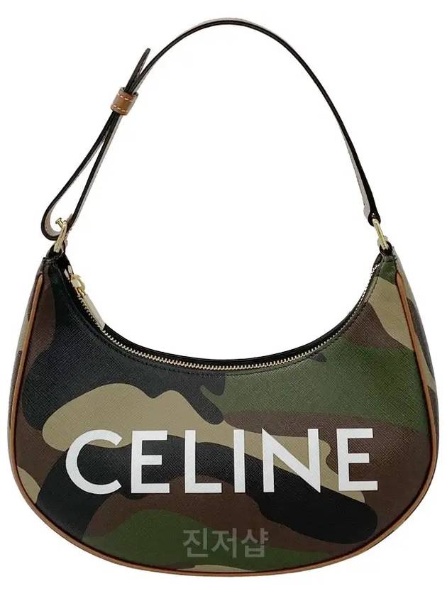 CELINE Ava Camouflage Canvas Shoulder Bag Green