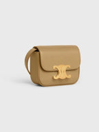 CELINE Triomphe Small Shiny Calfskin Cross Bag Olive