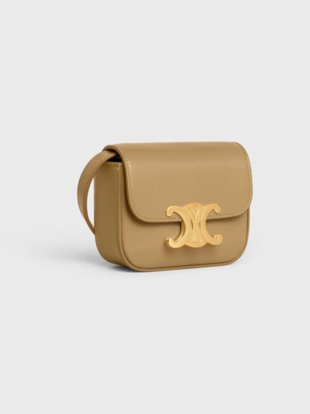 CELINE Triomphe Small Shiny Calfskin Cross Bag Olive