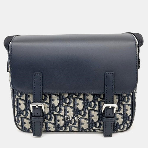 Dior Navy Blue Oblique Canvas Kids Crossbody Bag