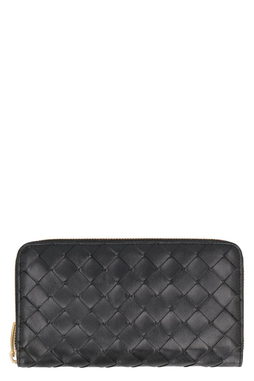 Bottega Veneta Women's Intrecciato Zip Around Wallet in Black | Size UNICA | 742332VCPP2
