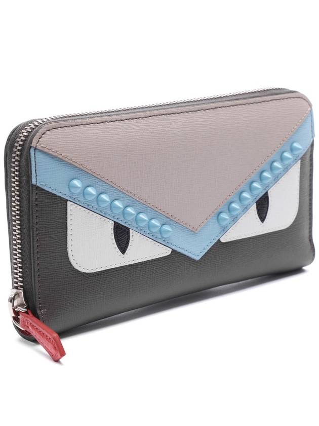 Fendi Monster Zip Round Long Wallet Grey