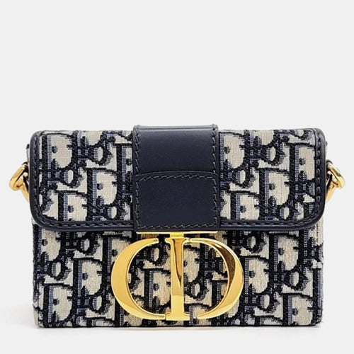 Dior Christian Fabric Leather Oblique Montaigne 30 Shoulder Bag