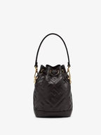 Fendi Mon Tresor FF Motif Leather Mini Bucket Bag Black