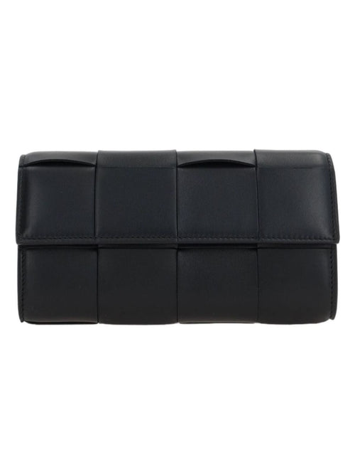 Bottega Veneta Women's Vintage Check Pattern Bi Fold Wallet in Black | Size UNICA | 742694VCQC4