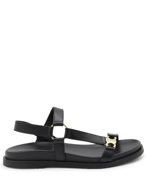 CELINE Maud Calfskin Triomphe Sandals Black