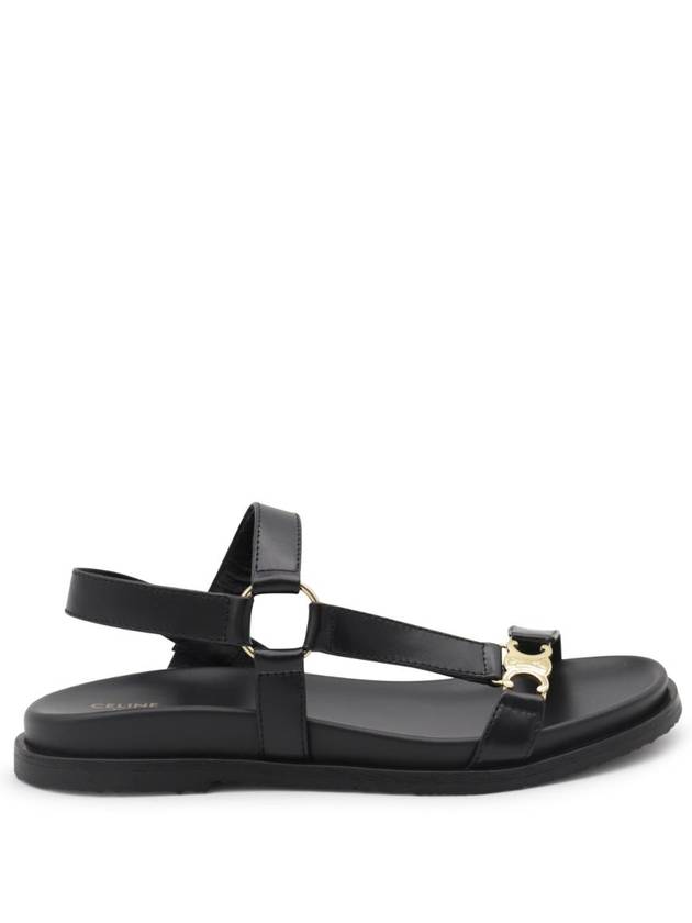 CELINE Maud Calfskin Triomphe Sandals Black