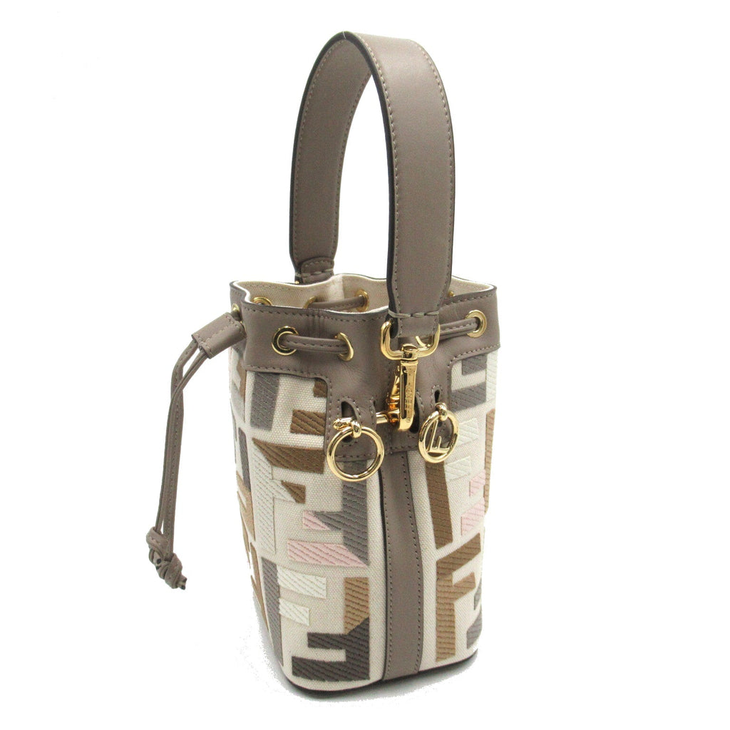 Fendi Fendi Mini Tresor 2w Shoulder 2way Shoulder Bag Linen Leather  Grey / Multicolor 8BS010APKEF1MB4