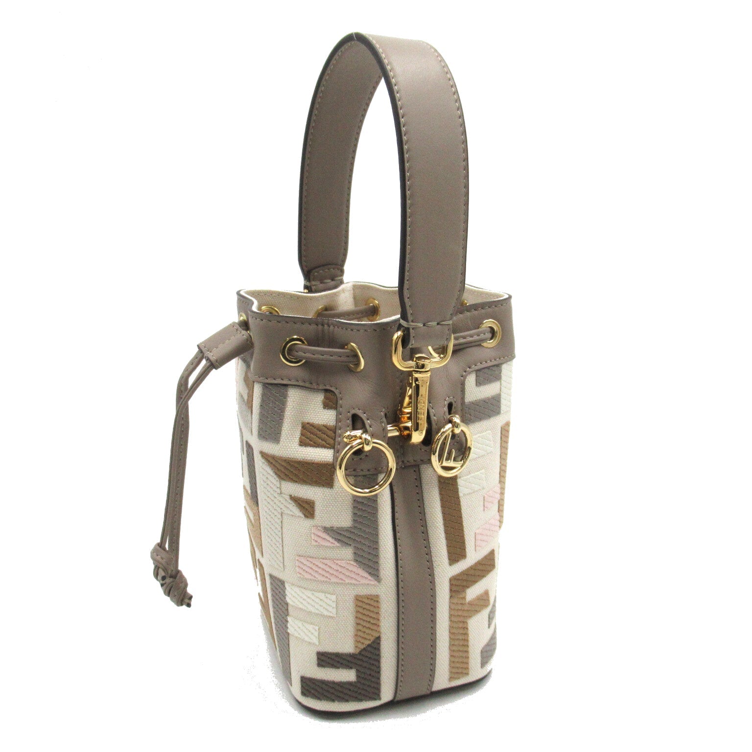 Fendi Fendi Mini Tresor 2w Shoulder 2way Shoulder Bag Linen Leather  Grey / Multicolor 8BS010APKEF1MB4