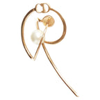 Dior Tribales Gold Metal CD Logo Faux Pearl Swirl Pin Earrings