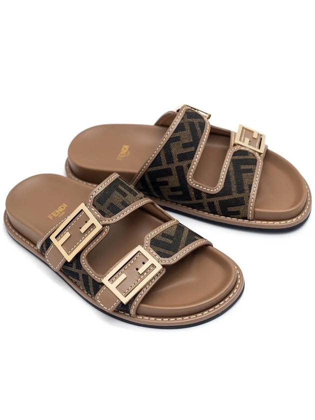 Fendi Feel Fabric Slippers Brown