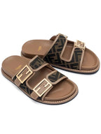 Fendi Feel Fabric Slippers Brown
