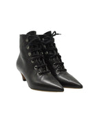 Dior Lace-Up Pointed-Toe Ankle Boots in Black Leather