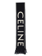 CELINE logo wool cashmere muffler black