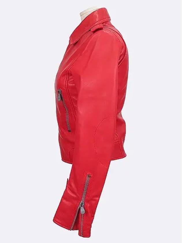 Balenciaga PK7 LM011A RD 2 Red Leather Women s Rider Jacket