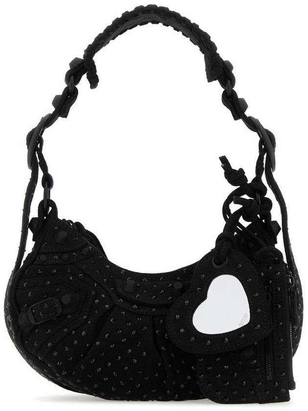 Balenciaga Le Cargol XS Canvas Shoulder Bag Black