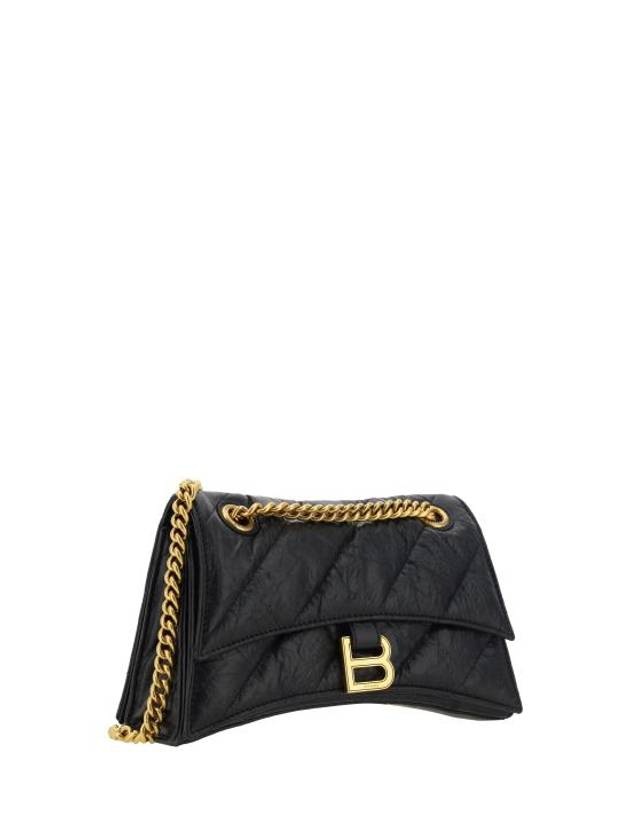 Balenciaga Women's Crush Logo Gold Chain Small Shoulder Bag Black