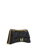 Balenciaga Women's Crush Logo Gold Chain Small Shoulder Bag Black