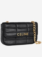 CELINE Monochrome Matelasse Chain Shoulder Bag Black
